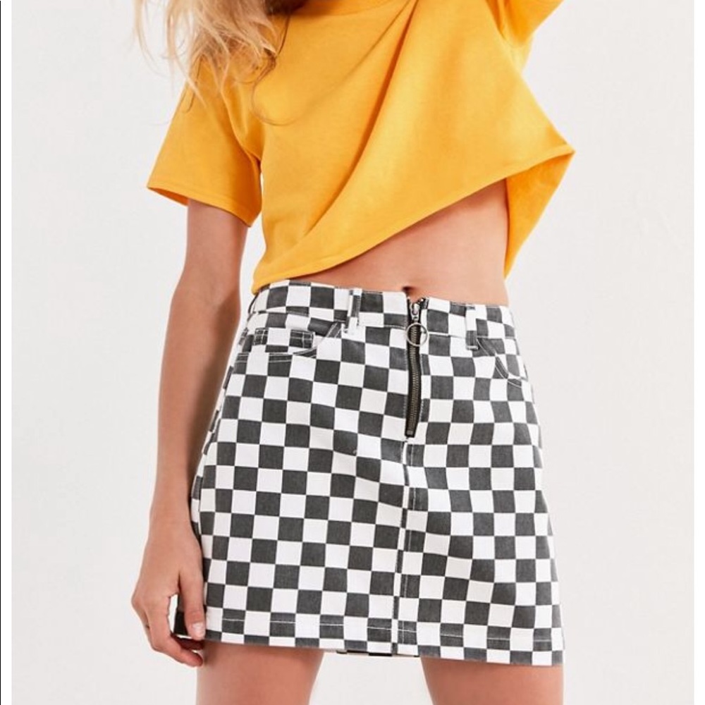 Urban outfitters checkered denim skirt